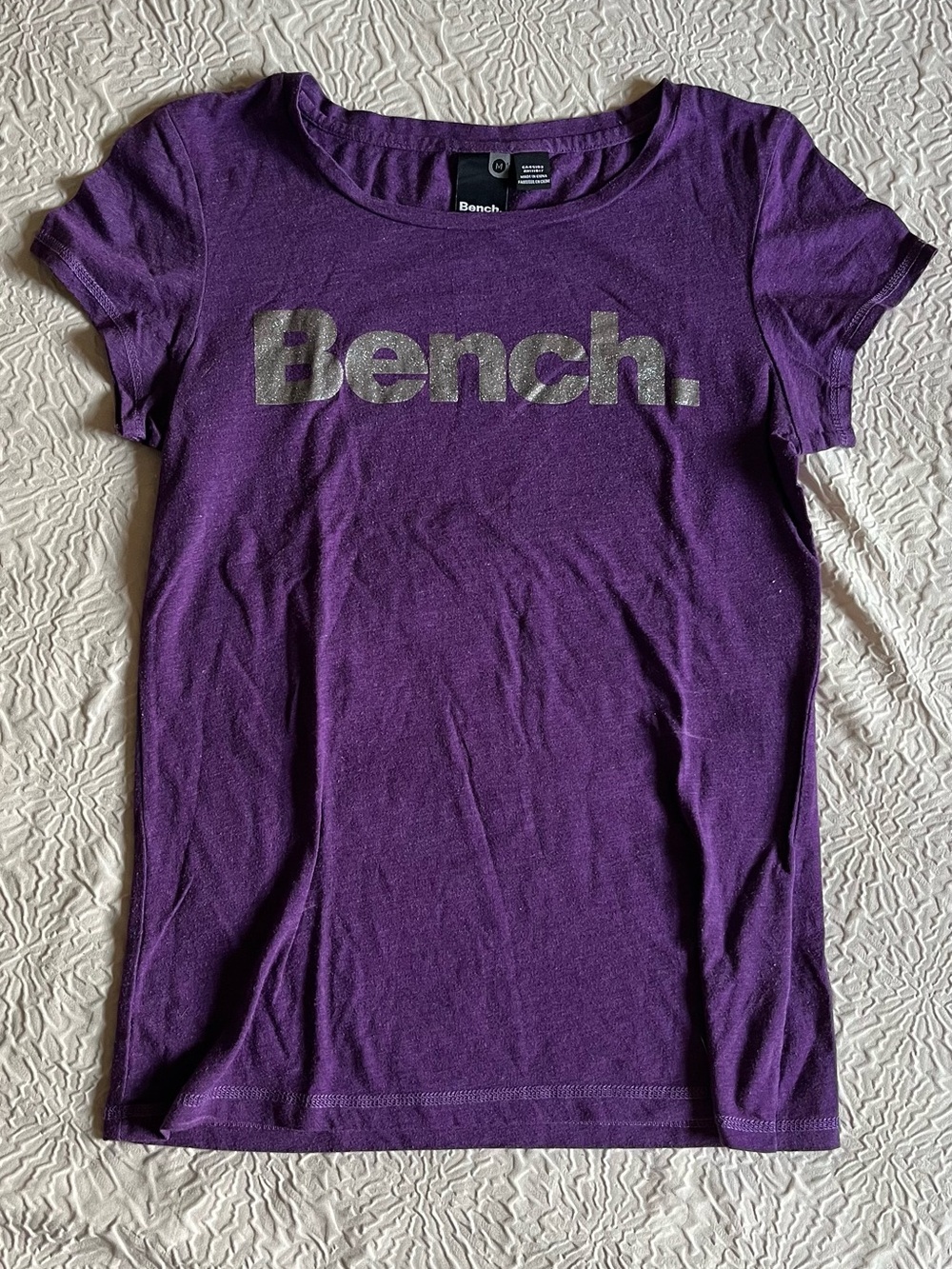 Bench Purple Short Sleeve Logo Tee with Silver Print